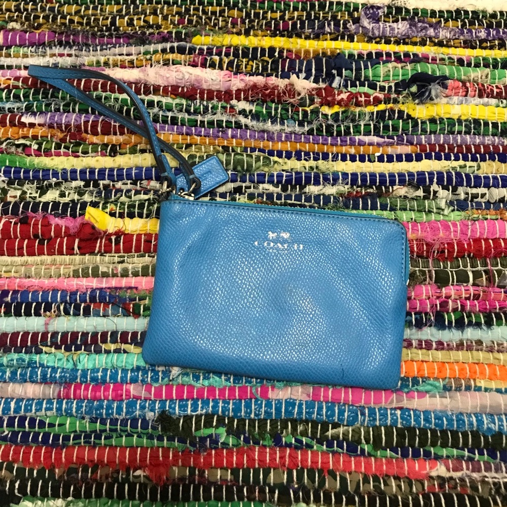 Blue COACH wristlet used! Almost new